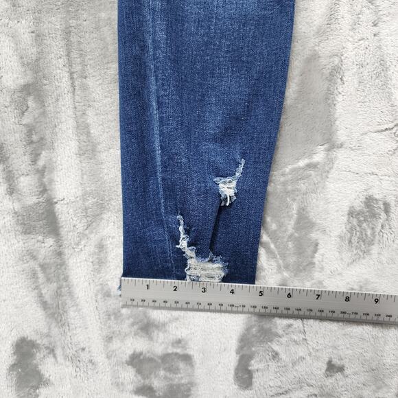 Simple Society Jeans Womens 5/27 Blue Distressed Ripped Mid Rise Skinny Stretch - Picture 14 of 15